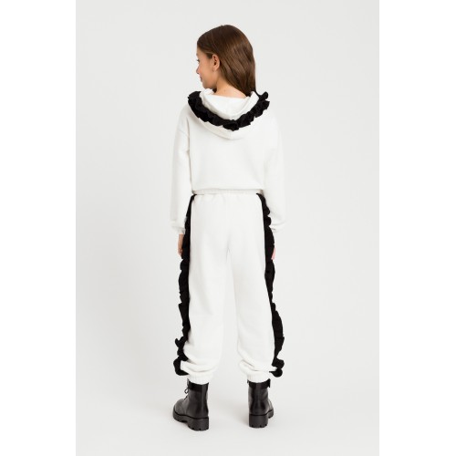 Twinset Φούτερ με Κουκούλα Bicolor Off White/Black (232GJ2432)