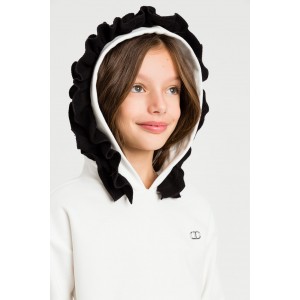 Twinset Φούτερ με Κουκούλα Bicolor Off White/Black (232GJ2432)