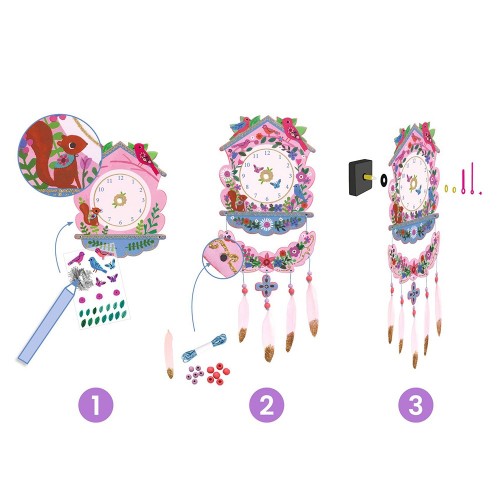Djeco DIY Φτιάχνω Ρολόι Τοίχου Πουλάκια (07979)