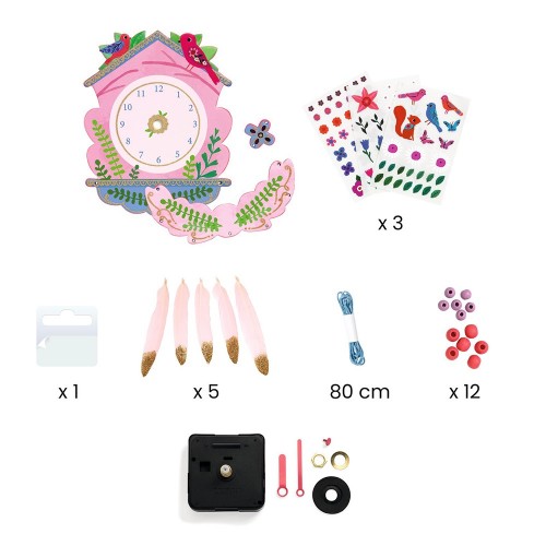 Djeco DIY Φτιάχνω Ρολόι Τοίχου Πουλάκια (07979)