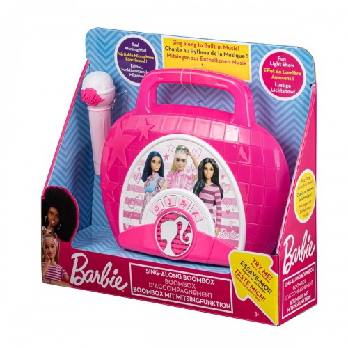 eKIDS Barbie Boombox Karaoke & Ενσύρματο Μικρόφωνο Karaoke με ενσωματωμένη μουσική, φωτισμό, Sound Effects (BE115)