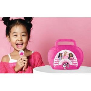eKIDS Barbie Boombox Karaoke & Ενσύρματο Μικρόφωνο Karaoke με ενσωματωμένη μουσική, φωτισμό, Sound Effects (BE115)