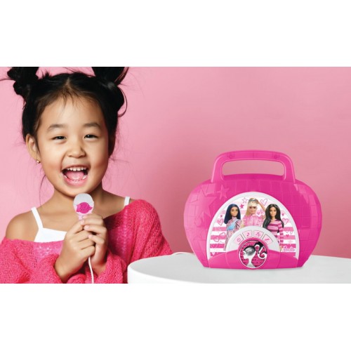 eKIDS Barbie Boombox Karaoke & Ενσύρματο Μικρόφωνο Karaoke με ενσωματωμένη μουσική, φωτισμό, Sound Effects (BE115)