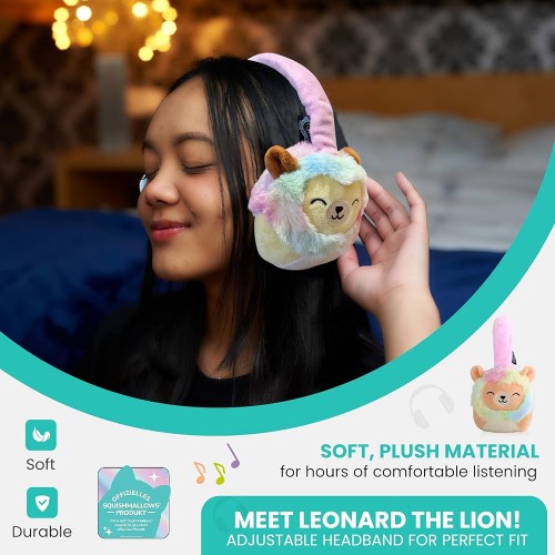 Lazerbuilt Squishmallows Leonard The Lion – Λούτρινα Ασύρματα Παιδικα Ακουστικά με Μικρόφωνο (HMSQM-BT-LEONARD)
