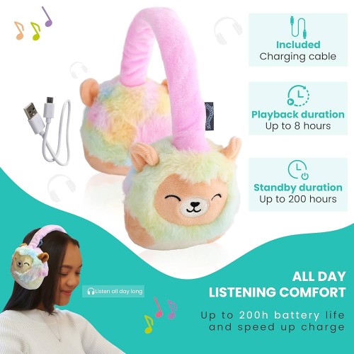 Lazerbuilt Squishmallows Leonard The Lion – Λούτρινα Ασύρματα Παιδικα Ακουστικά με Μικρόφωνο (HMSQM-BT-LEONARD)