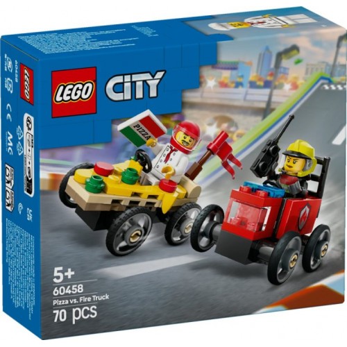 Lego City Pizza vs. Fire Truck Race Car (60458)