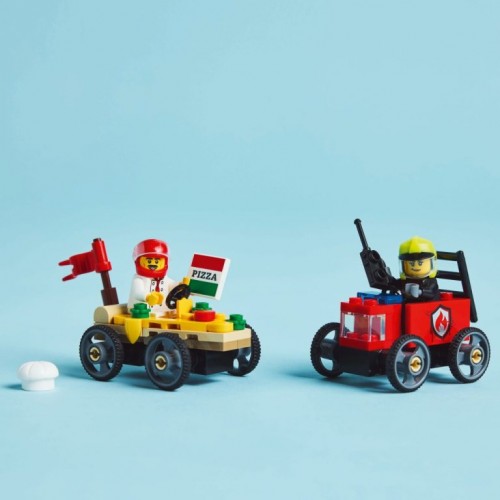 Lego City Pizza vs. Fire Truck Race Car (60458)
