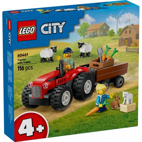 Lego City - Red Farm Tractor With Trailer & Sheep (60461)