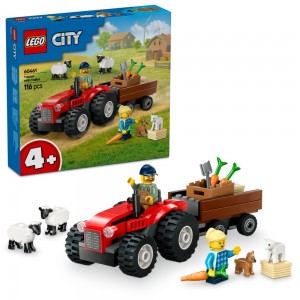 Lego City - Red Farm Tractor With Trailer & Sheep (60461)