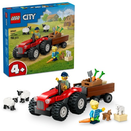Lego City - Red Farm Tractor With Trailer & Sheep (60461)