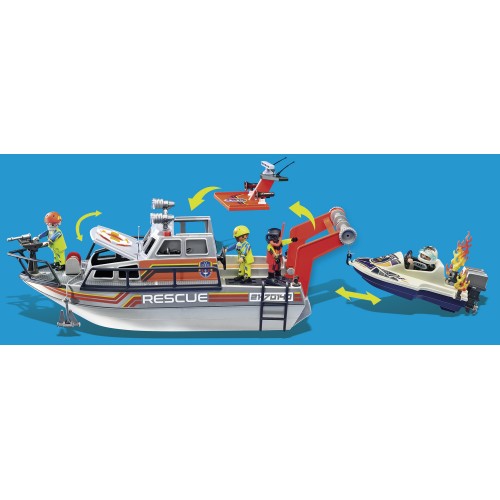 Playmobil Επιχείρηση Πυρόσβεσης Με Σκάφος Διάσωσης (70140)