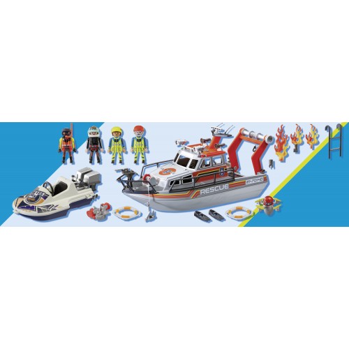 Playmobil Επιχείρηση Πυρόσβεσης Με Σκάφος Διάσωσης (70140)