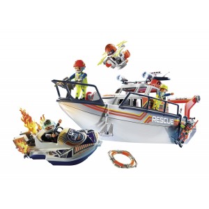 Playmobil Επιχείρηση Πυρόσβεσης Με Σκάφος Διάσωσης (70140)
