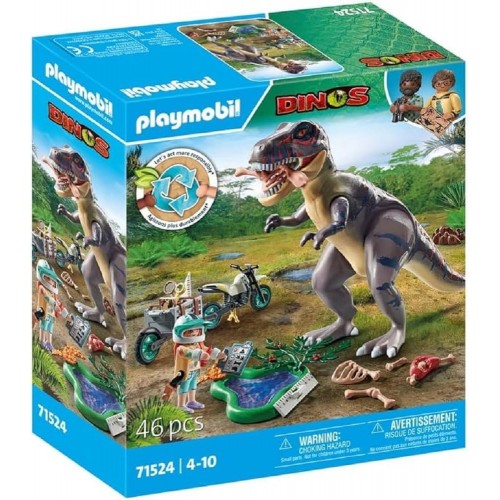 Playmobil Dinos T-Rex και Εξερευνητής με Μοτοσικλέτα (71524)