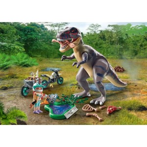 Playmobil Dinos T-Rex και Εξερευνητής με Μοτοσικλέτα (71524)