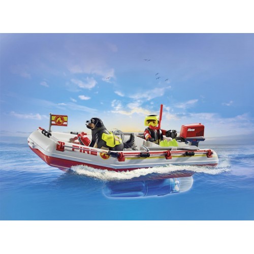 Playmobil Φουσκωτό Σκάφος Πυροσβεστικής με Θαλάσσιο Scooter (71464)