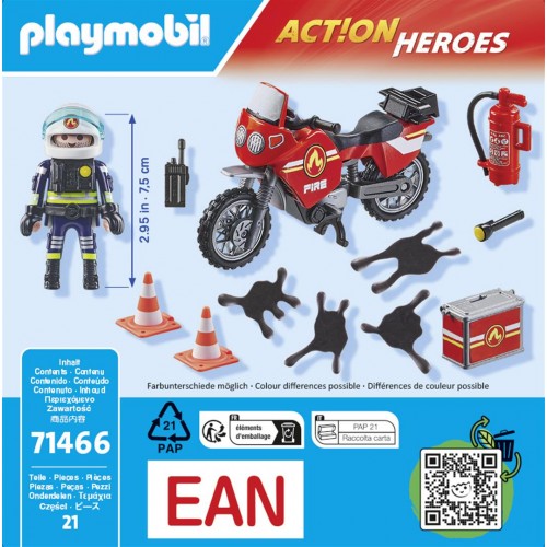 Playmobil Πυροσβέστης με Μοτοσικλέτα (71466)