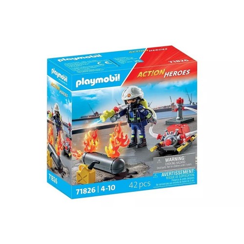 Playmobil Πυροσβέστης με Αντλία Νερού (71826)