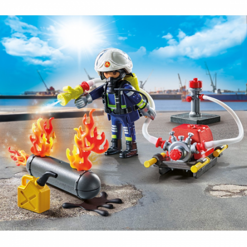 Playmobil Πυροσβέστης με Αντλία Νερού (71826)