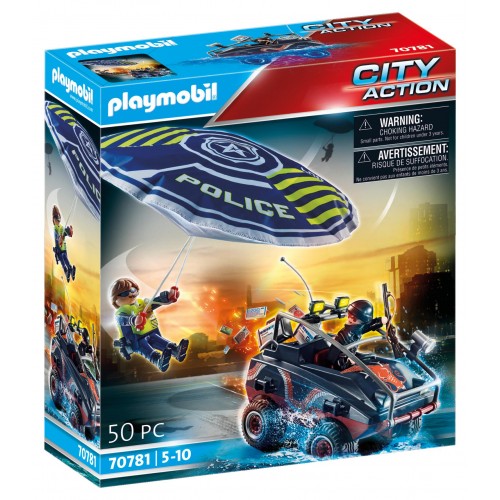 Playmobil Καταδίωξη Αμφίβιου Οχήματος Από Αστυνομικό Αλεξίπτωτο (70781)