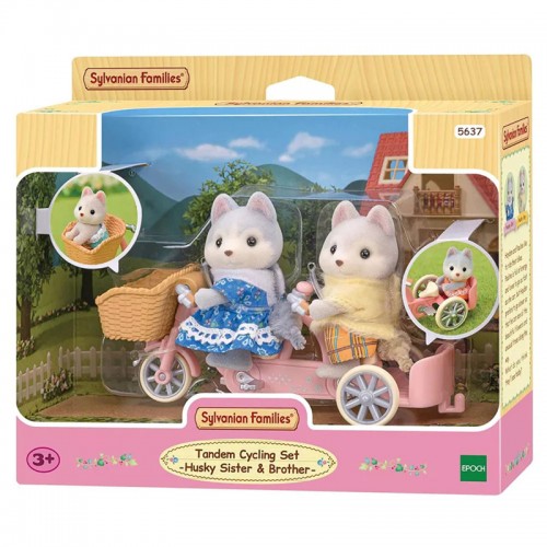 Sylvanian Families Tandem Cycling Set Husky Sister and Brother (5637)