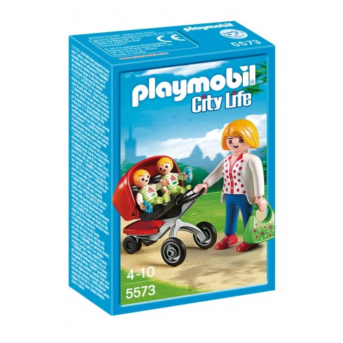 Playmobil Μαμά με Δίδυμα και Καροτσάκι (5573)