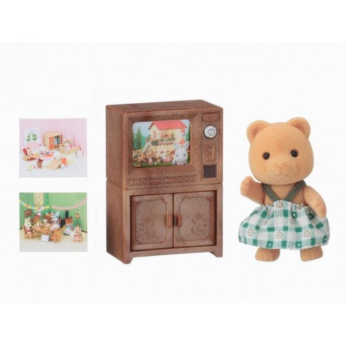 Sylvanian Families Bear sister with TV set (5143)