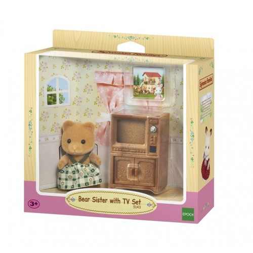 Sylvanian Families Bear sister with TV set (5143)