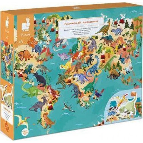 Puzzle 200τεμ Παγκόσμιος Χάρτης με Δεινόσαυρους (02679)