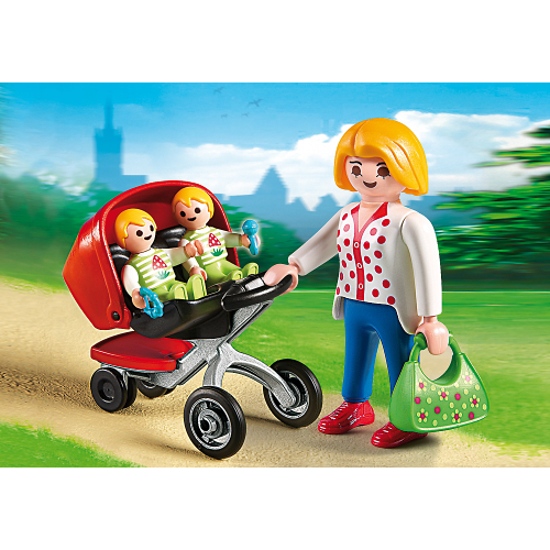 Playmobil Μαμά με Δίδυμα και Καροτσάκι (5573)